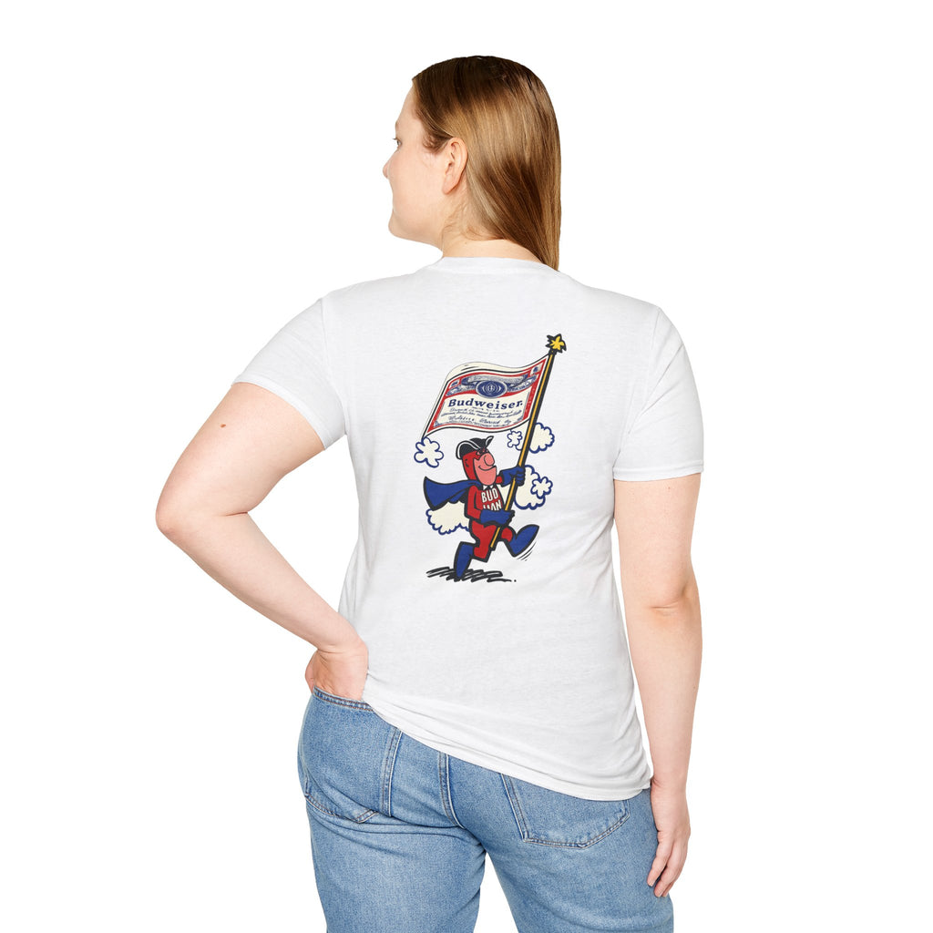 Retro Bud Man Marching with Budweiser Flag Classic T-Shirt