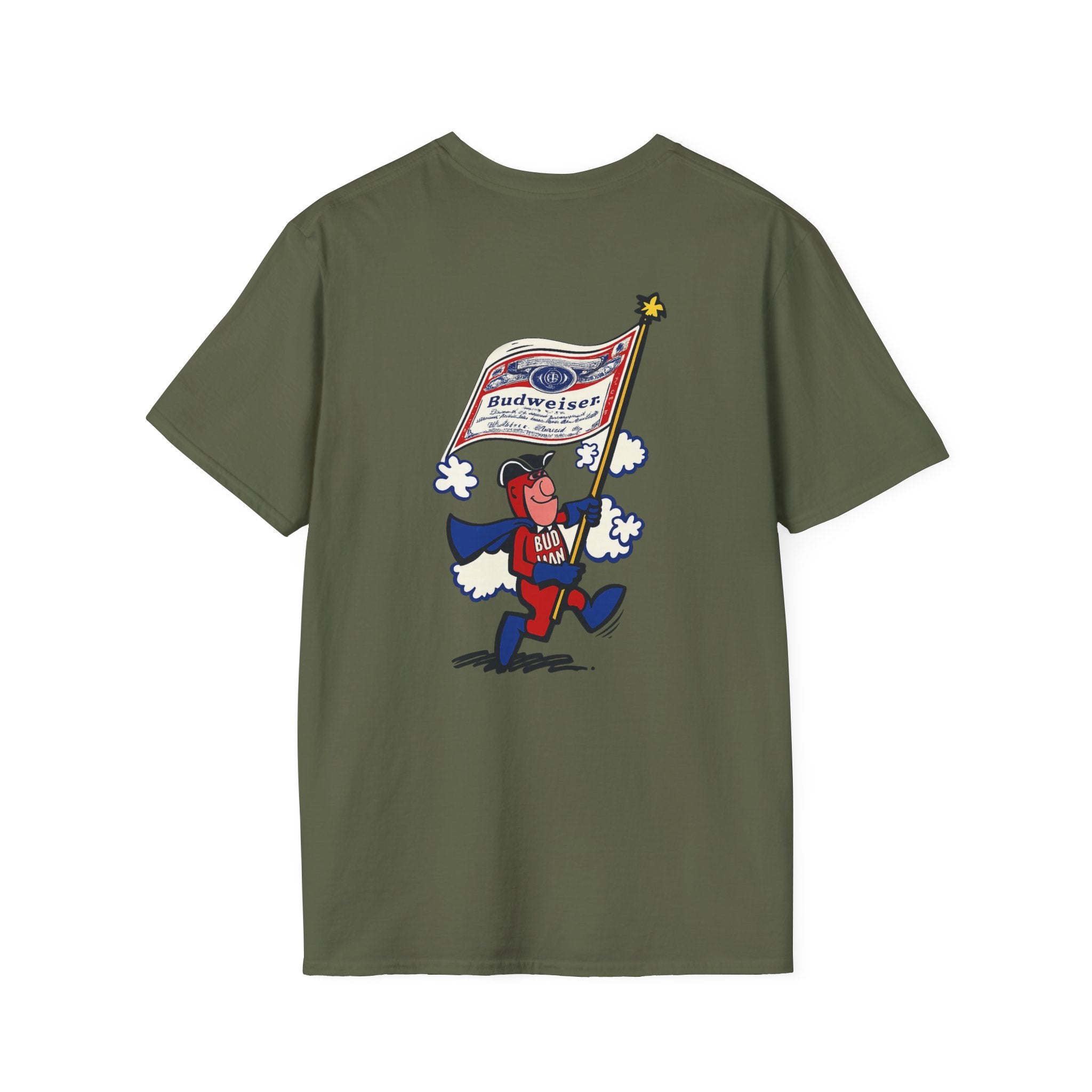 Retro Bud Man Marching with Budweiser Flag Classic T-Shirt