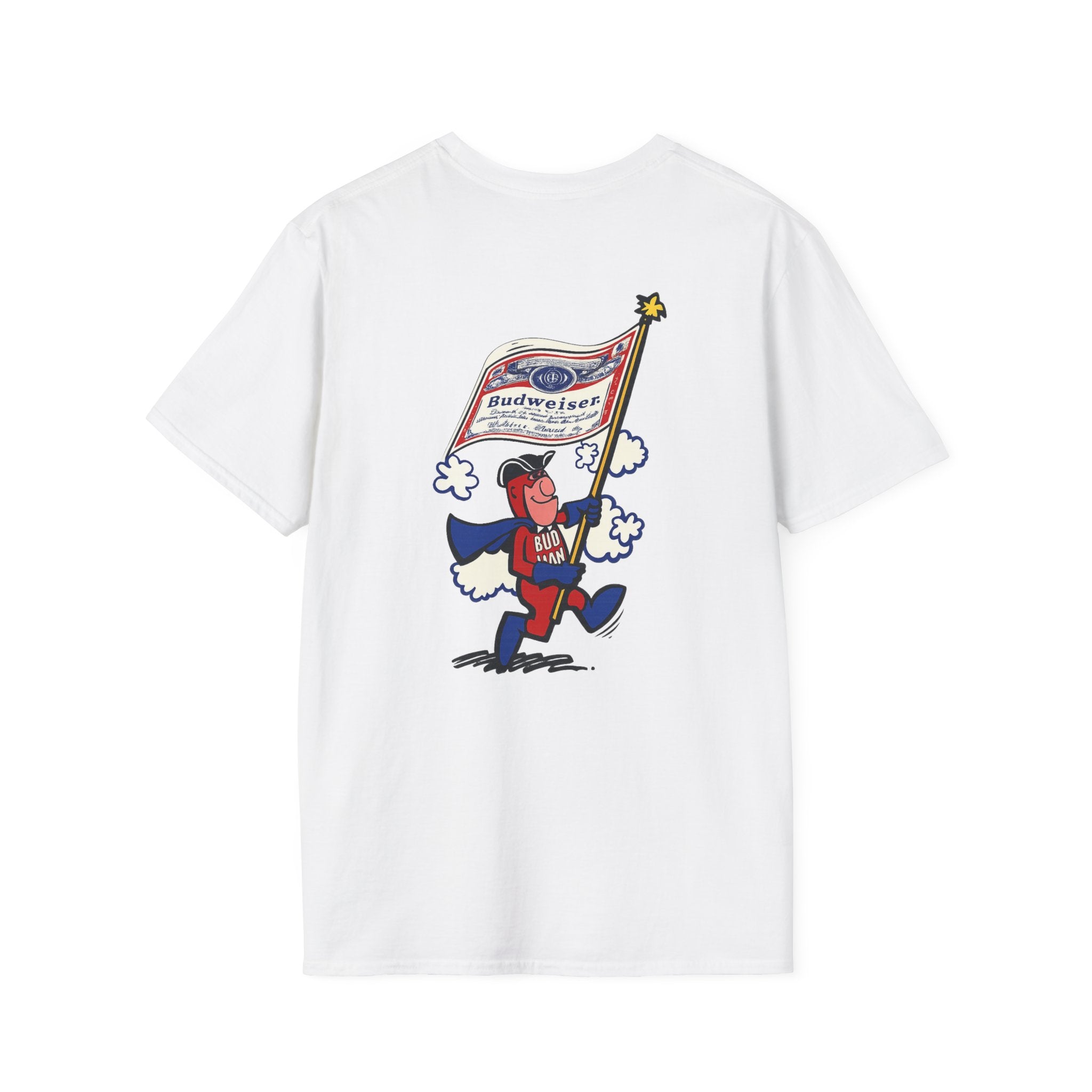 Retro Bud Man Marching with Budweiser Flag Classic T-Shirt