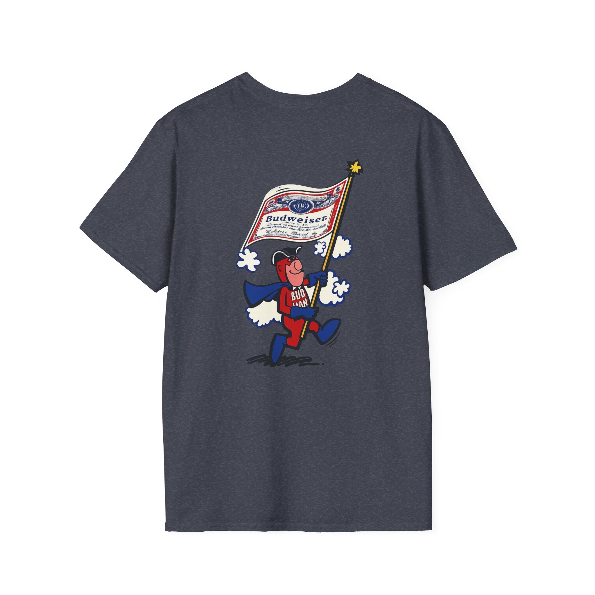 Retro Bud Man Marching with Budweiser Flag Classic T-Shirt