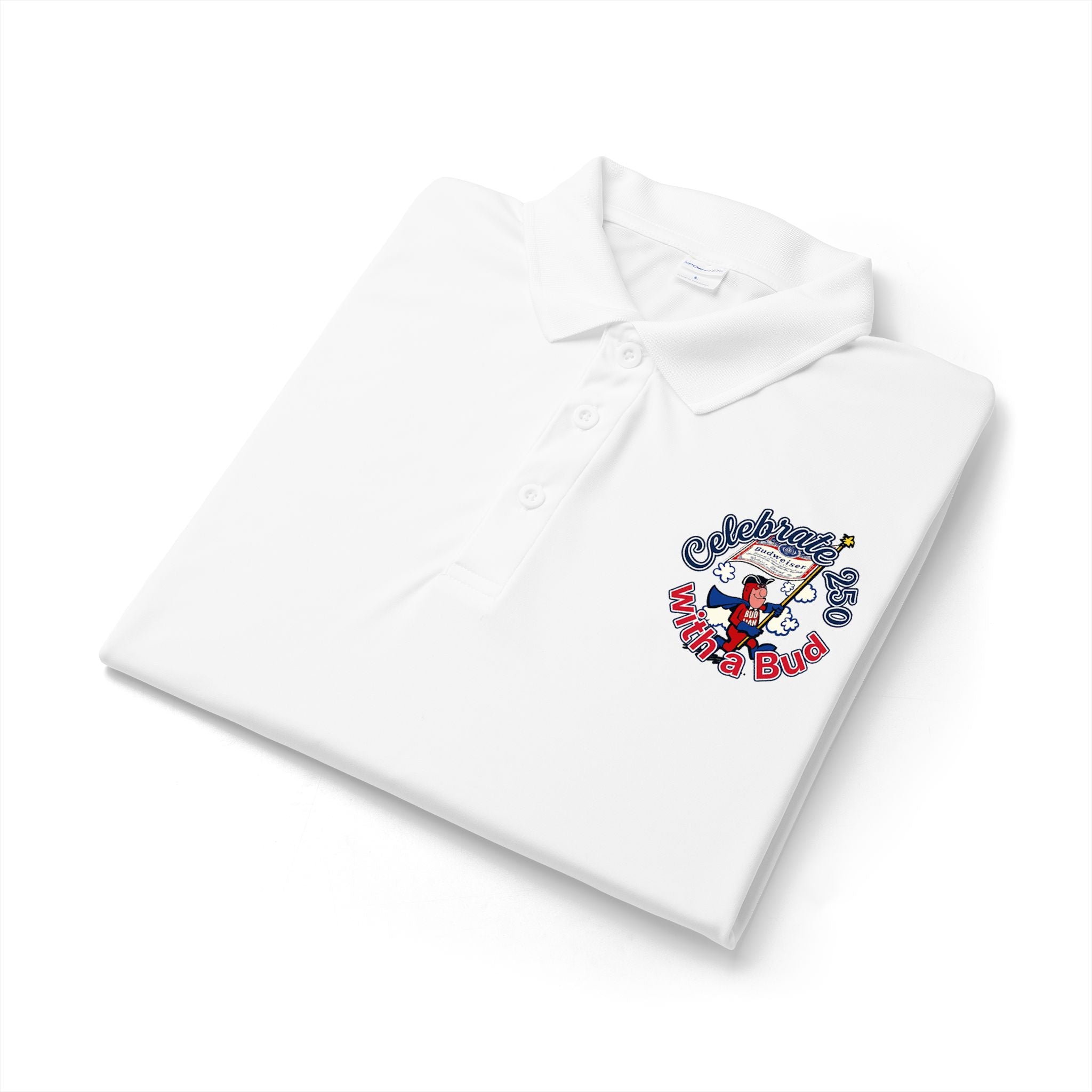 Retro Bud Man Logo Budweiser Quick-Dry Polo Shirt for America's 250th Birthday