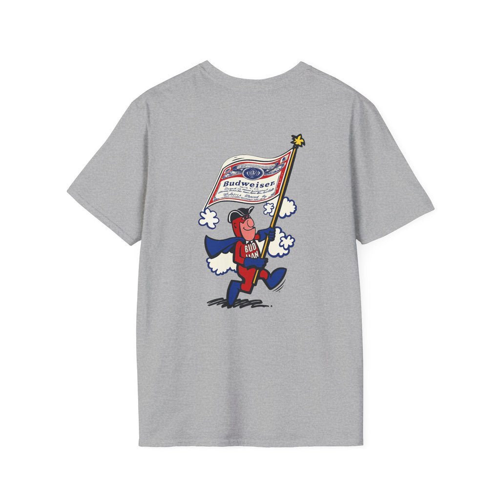 Retro Bud Man Marching with Budweiser Flag Classic T-Shirt