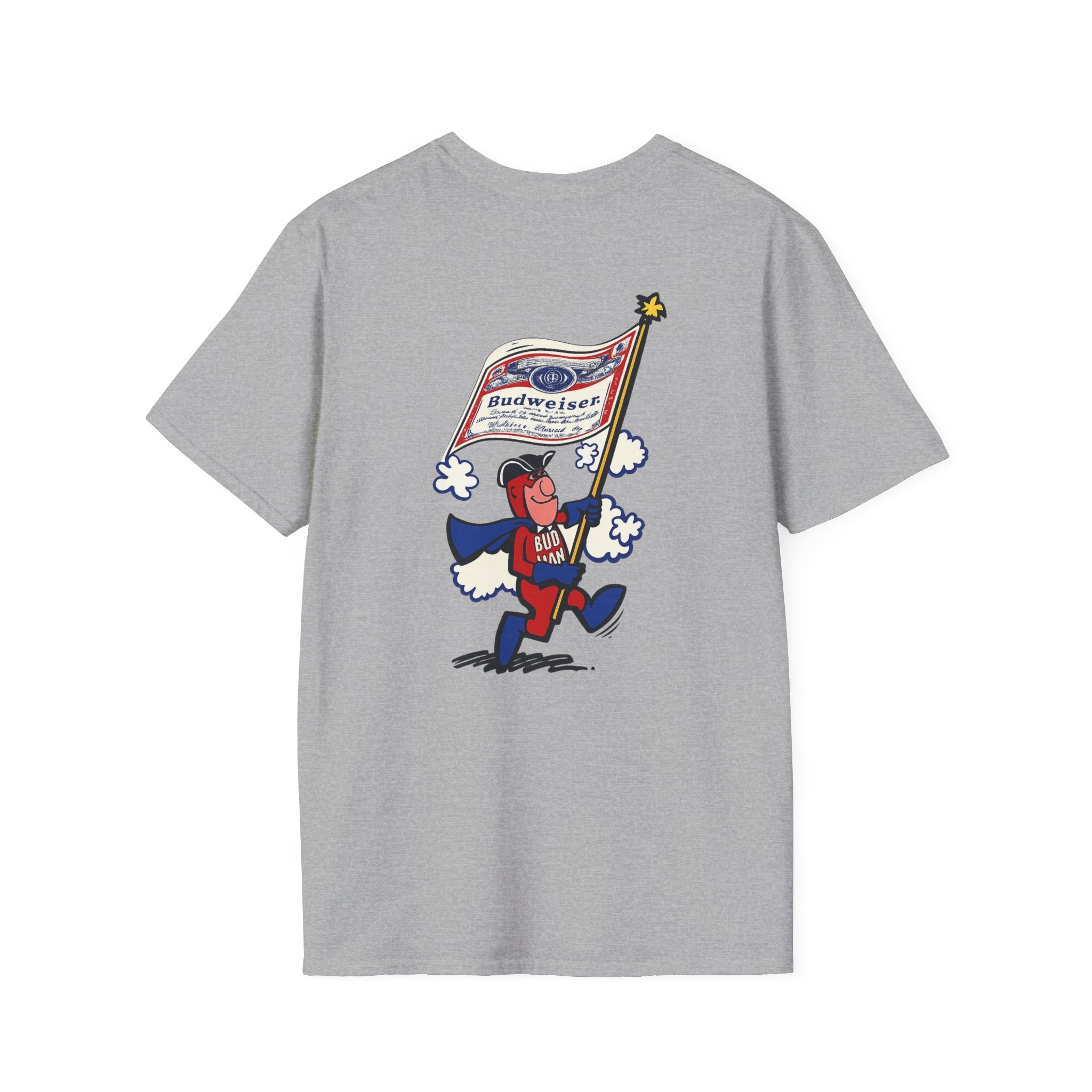 Retro Bud Man Marching with Budweiser Flag Classic T-Shirt