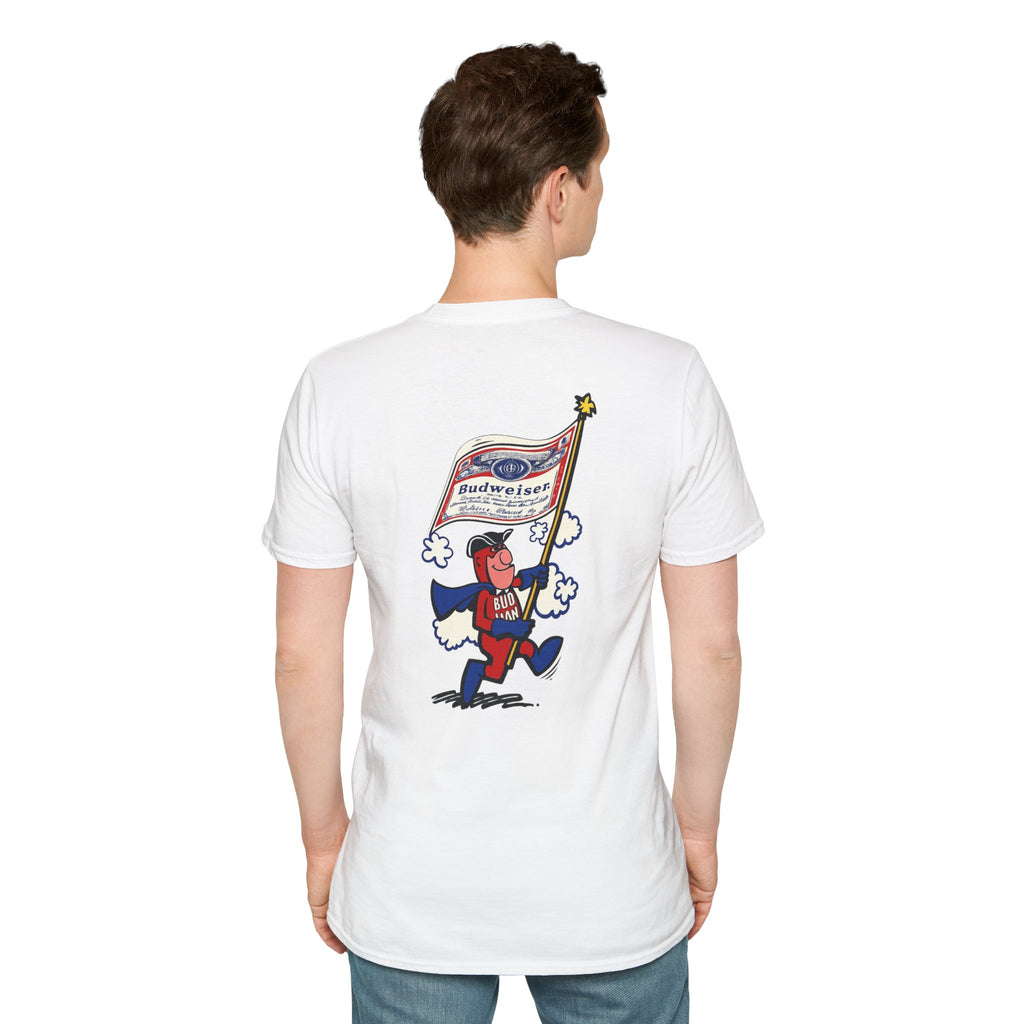 Retro Bud Man Marching with Budweiser Flag Classic T-Shirt