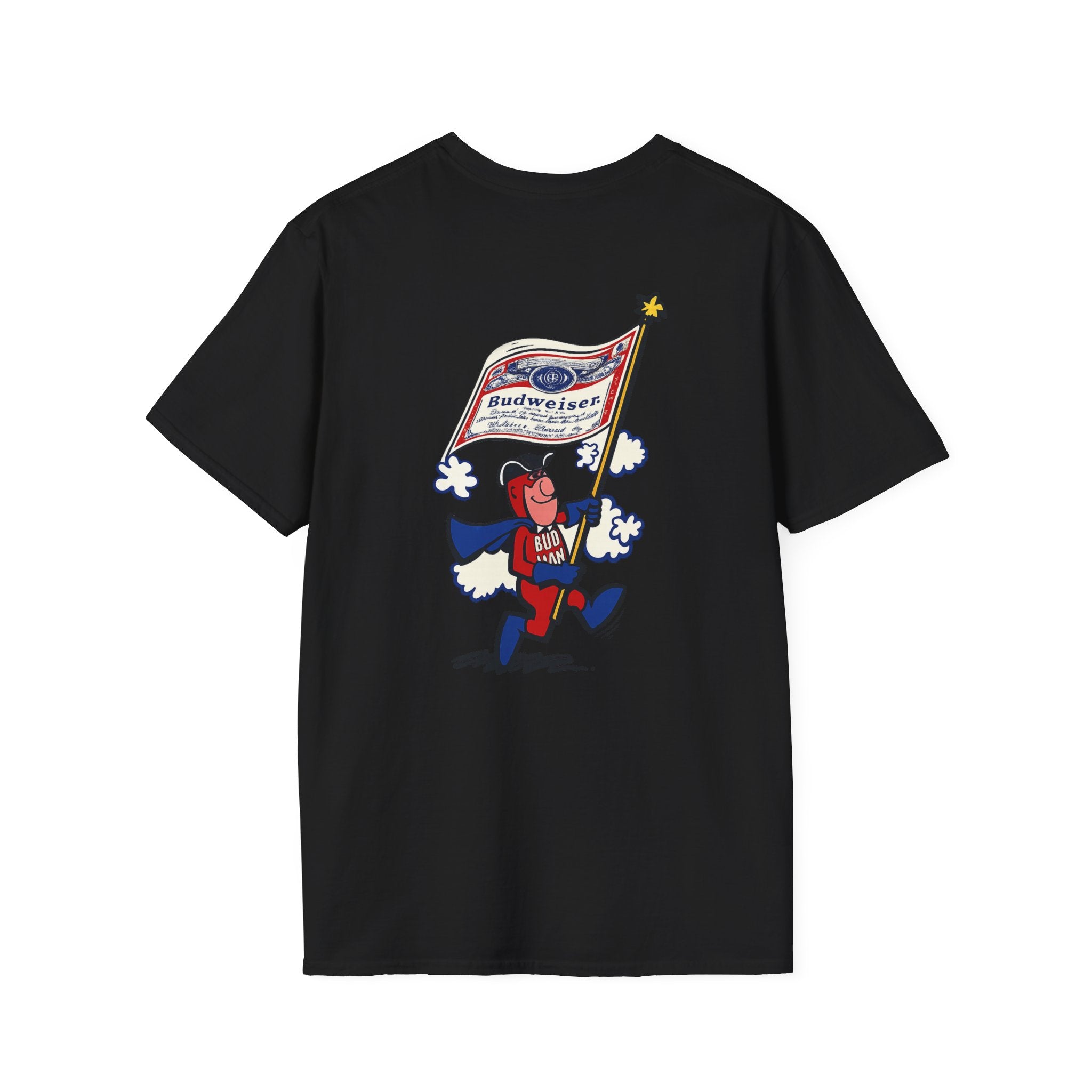 Retro Bud Man Marching with Budweiser Flag Classic T-Shirt