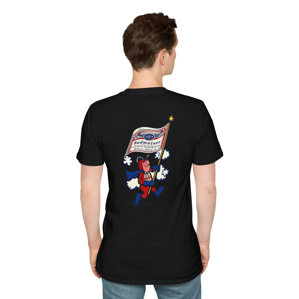 Retro Bud Man Marching with Budweiser Flag Classic T-Shirt