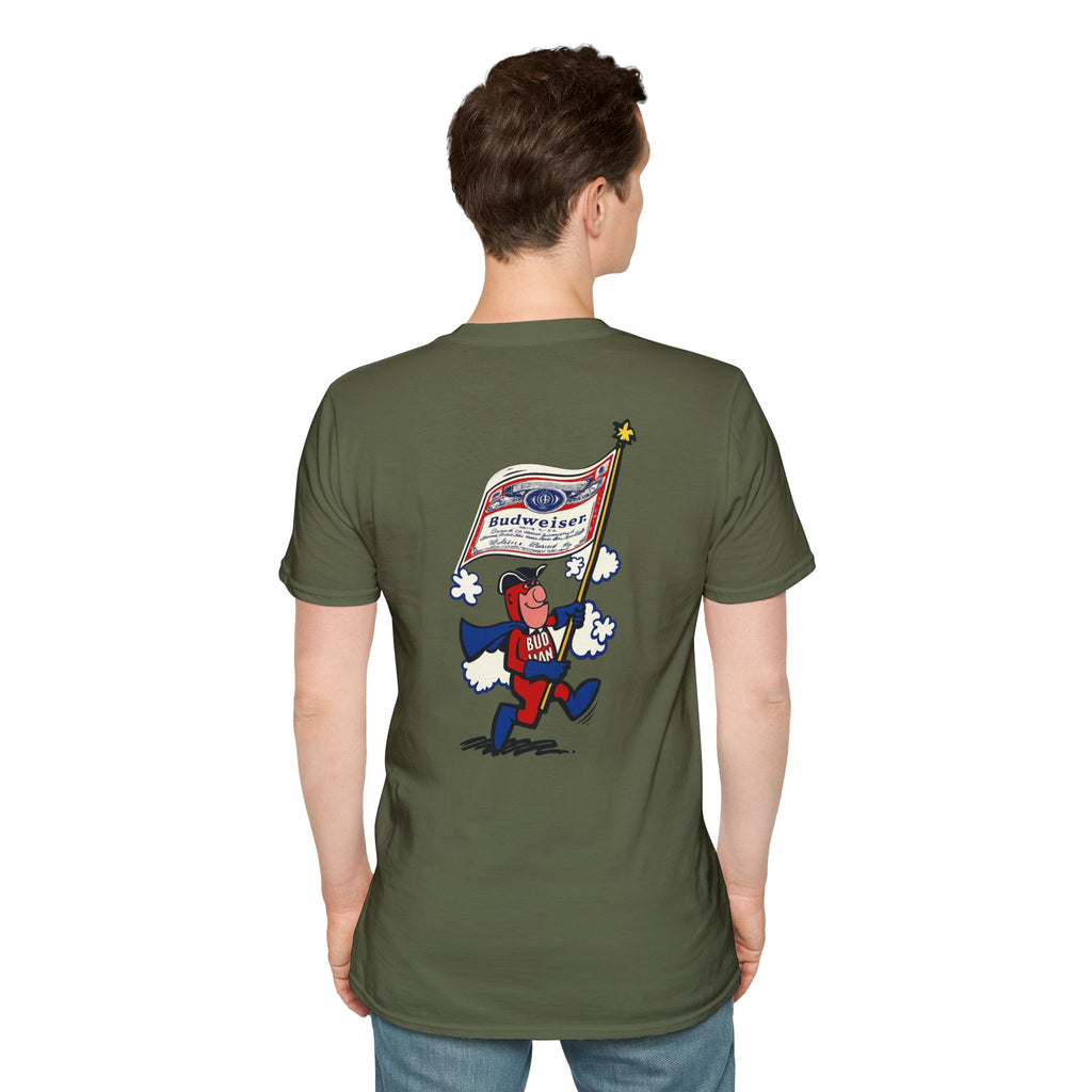 Retro Bud Man Marching with Budweiser Flag Classic T-Shirt