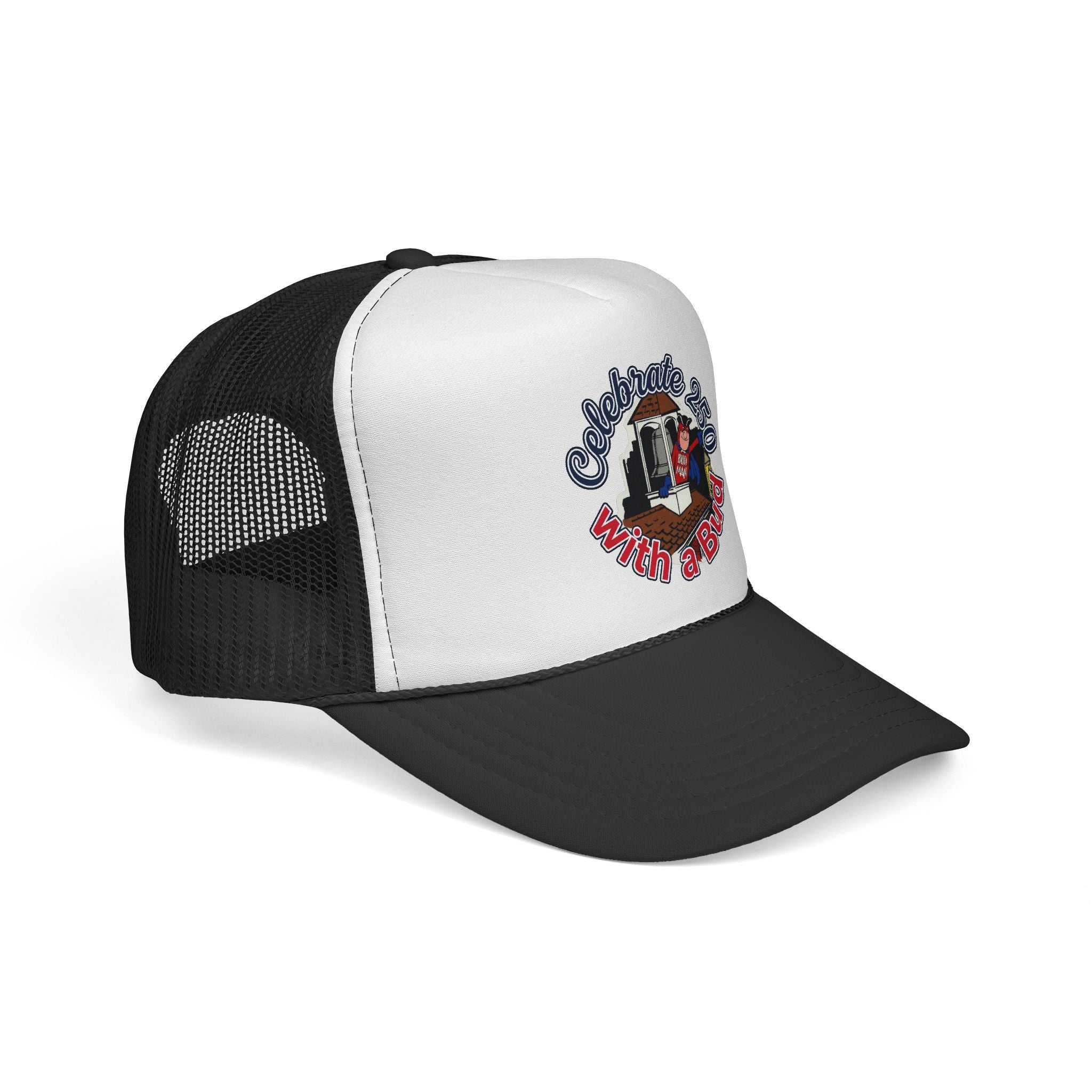 Retro Budweiser Bud Man at Old North Church Trucker Hat for America's 250th Birthday
