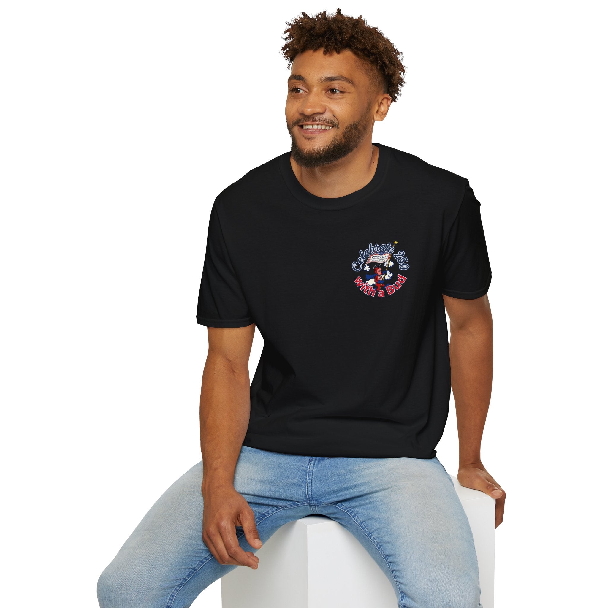 Retro Bud Man Marching with Budweiser Flag Classic T-Shirt