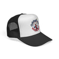 Retro Bud Man Marches with Budweiser Flag Trucker Hat