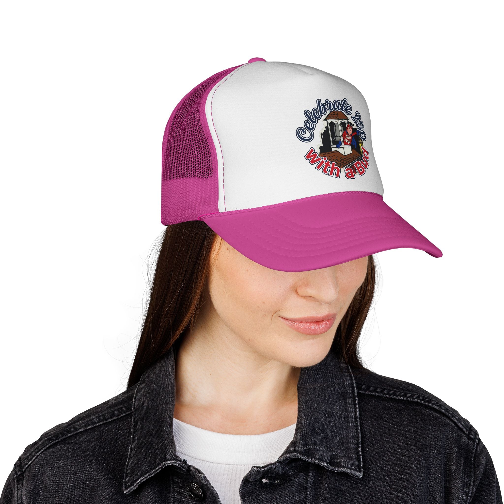 Retro Budweiser Bud Man at Old North Church Trucker Hat for America's 250th Birthday