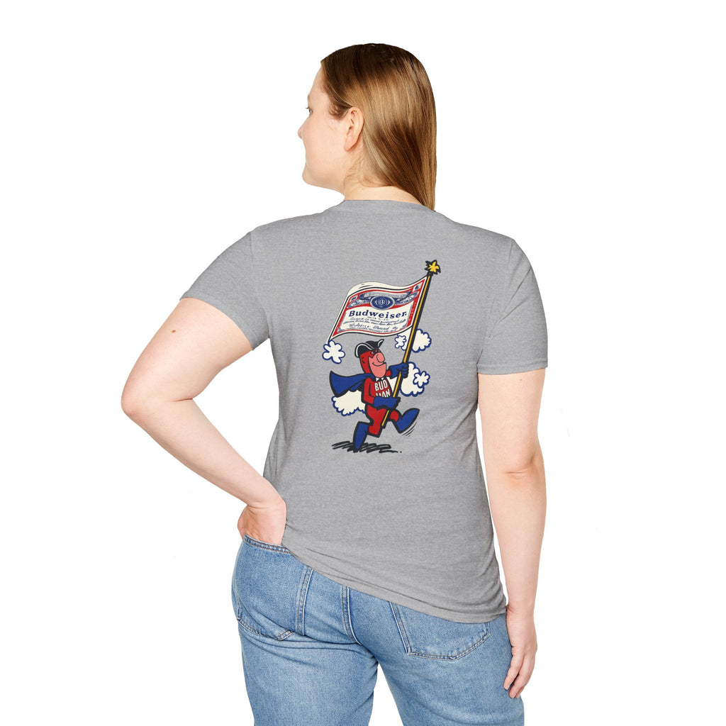 Retro Bud Man Marching with Budweiser Flag Classic T-Shirt
