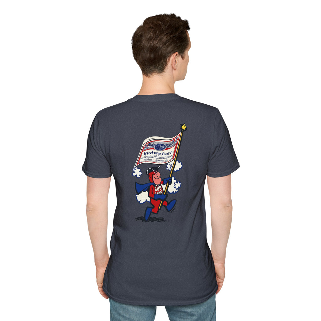 Retro Bud Man Marching with Budweiser Flag Classic T-Shirt